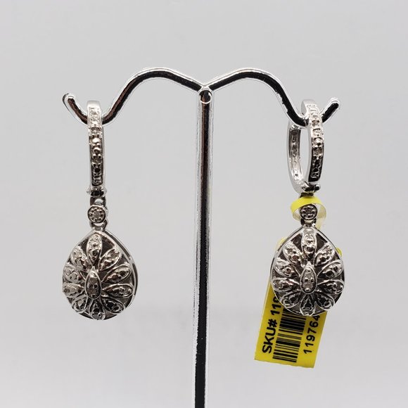 Diamond Sterling Silver Reversible Earrings TGW 0.20 cts - Picture 5 of 14